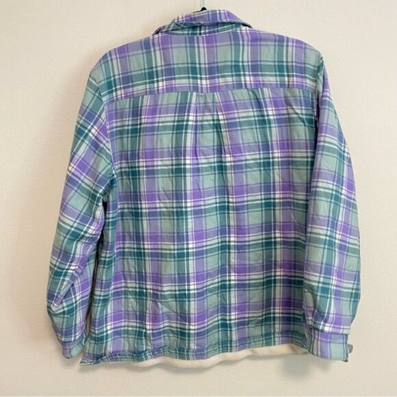 L.L. Bean Women's Fleece-Lined Flannel Shirt Snap-Front Plaid Size L Pet - Picture 5 of 7